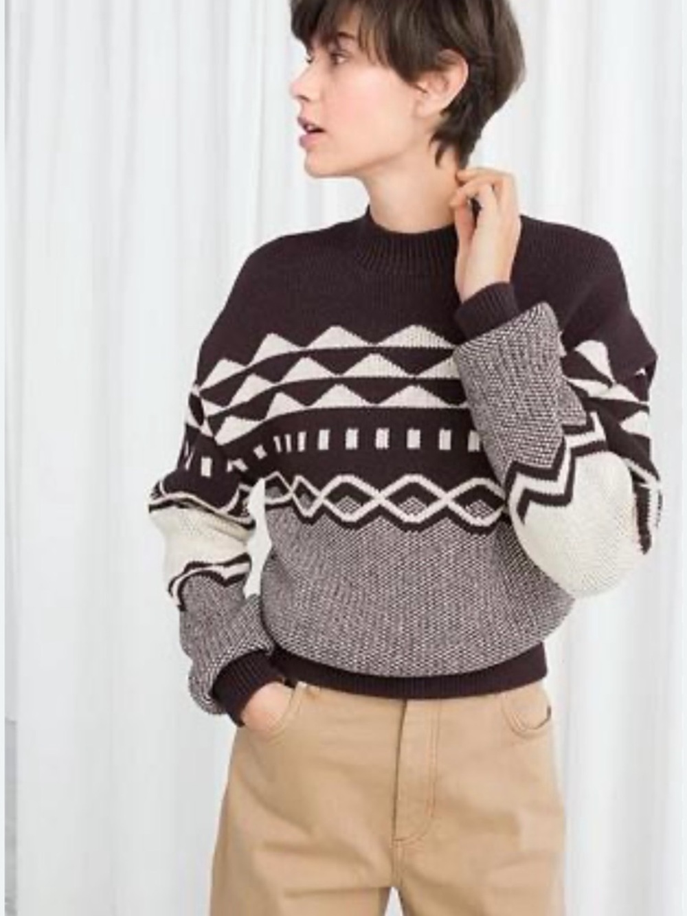 &Other Stories Knitted Geometric Sweater